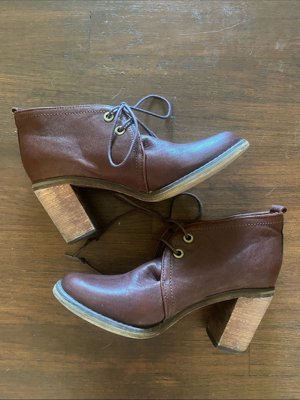 Jeffrey Campbell Brown Leather Lace-Up Ankle Booties